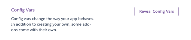 Heroku: reveal Config Vars